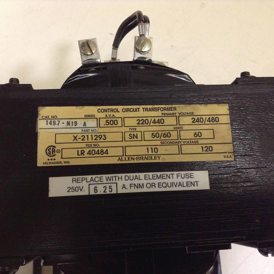 Used ALLEN BRADLEY .500 kVA Transformer 1497-N19 SER A Used