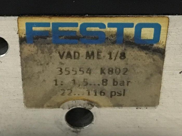 Used FESTO Vacuum Generator/Solenoid Valve VAD-ME-1/8 #84602