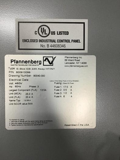 Used PFANNENBERG 7 Ton Air Cooled Chiller EB 220 HT/NT USED