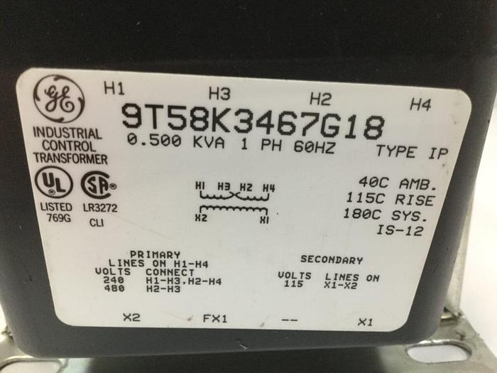 Used GENERAL ELECTRIC / GE 0.500 kVA Transformer 9T58K3467G18 #102165