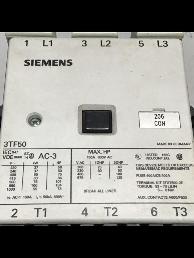 Used SIEMENS Contactor 3TF5022-OAK6 Used