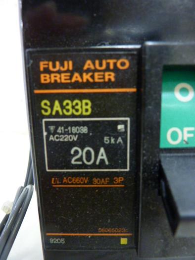 Used FUJI ELECTRIC 20 Amp Auto Circuit Breaker SA33B-20 #60740