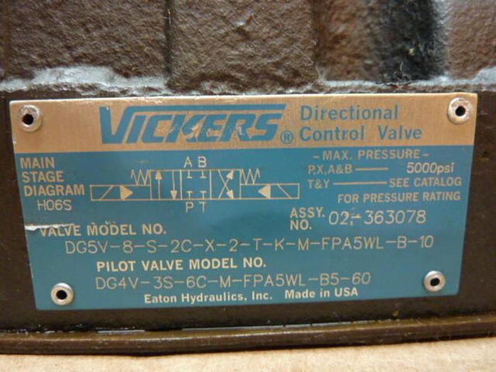 VICKERS Directional Control Valve DG5V-8-S-2C-X-2-T-K-M Used