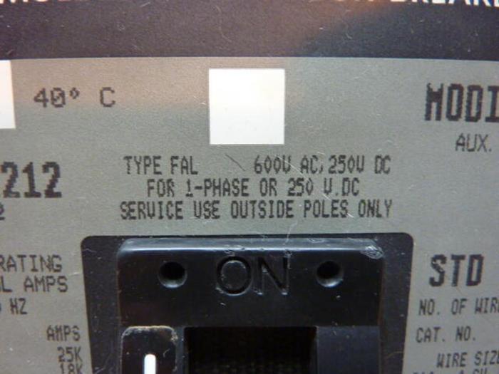 Used SQUARE D 20 Amp Circuit Breaker FAL360201212 USED