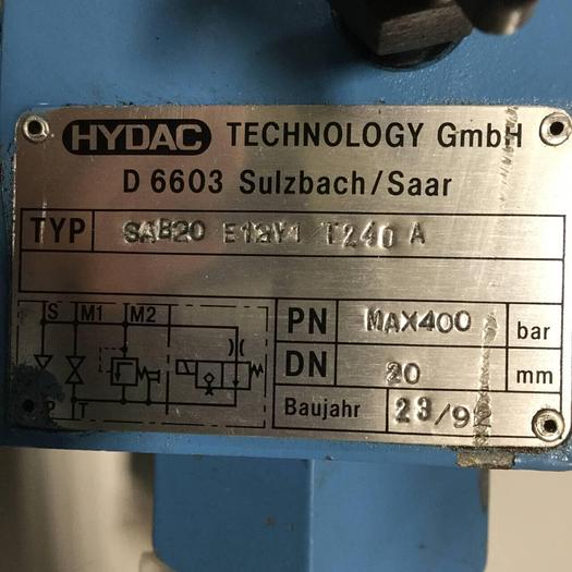 Used HYDAC Hydraulic Accumulator Shutoff Block SAB20 E12Y1 T240 A #92341