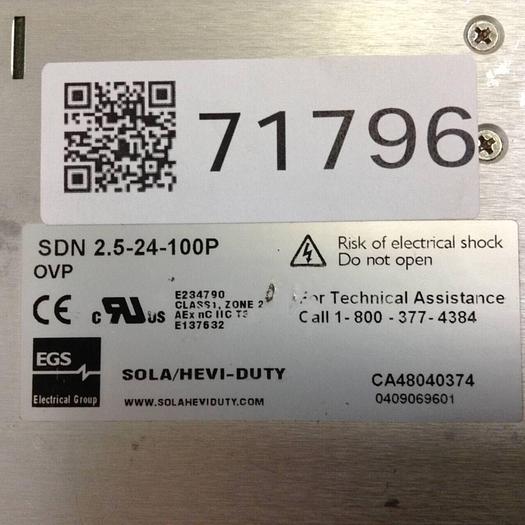 Used SOLA Power Supply SDN2.5-24-100P #71796