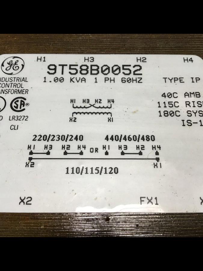 Used GENERAL ELECTRIC / GE 1.00 kVA Transformer 9T58B0052 USED