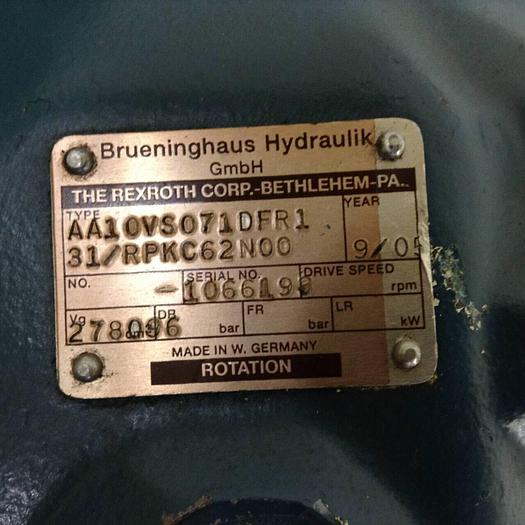 Used REXROTH Hydraulic Pump AA10VS071DFR131RPKC62N00 Used