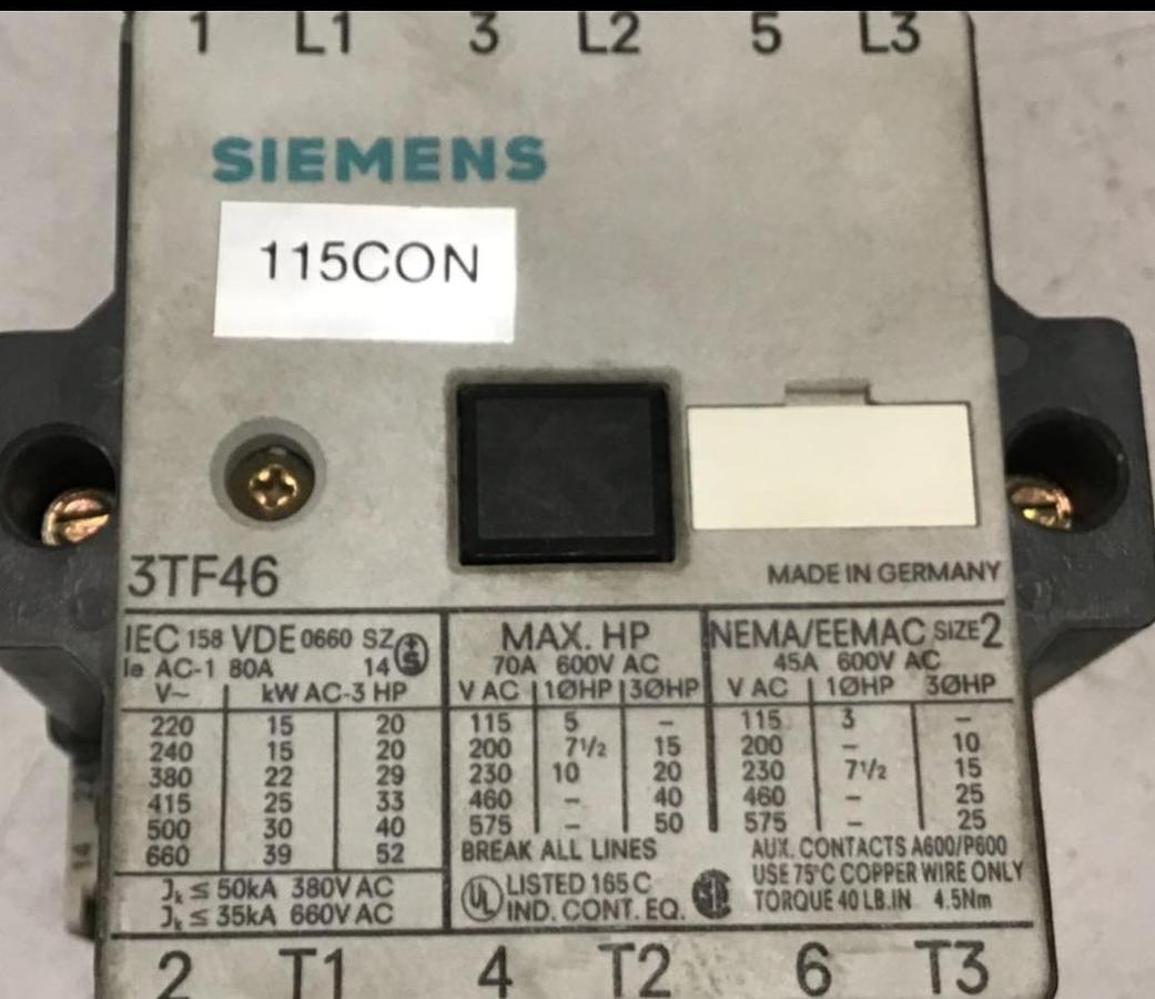 Used SIEMENS Contactor 3TF46 USED