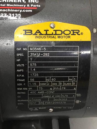 Used BALDOR 1 HP Motor M3546-5 Used