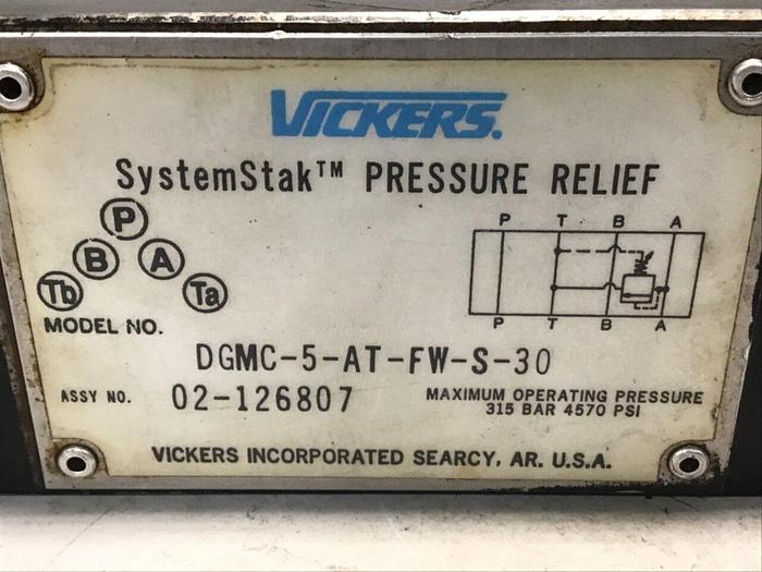 Used VICKERS Pressure Relief Valve DGMC-5-AT-FW-S-30 #110505