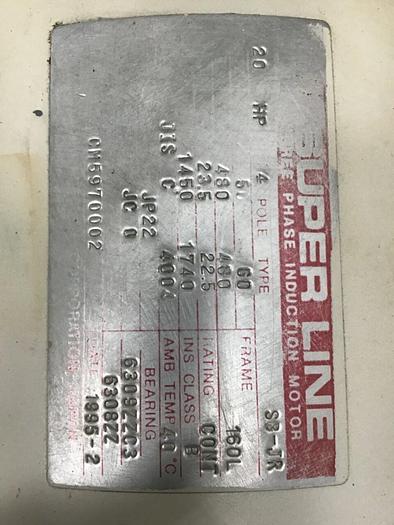 Used MITSUBISHI 25 HP Induction Motor SB-JR 25 HP #128598