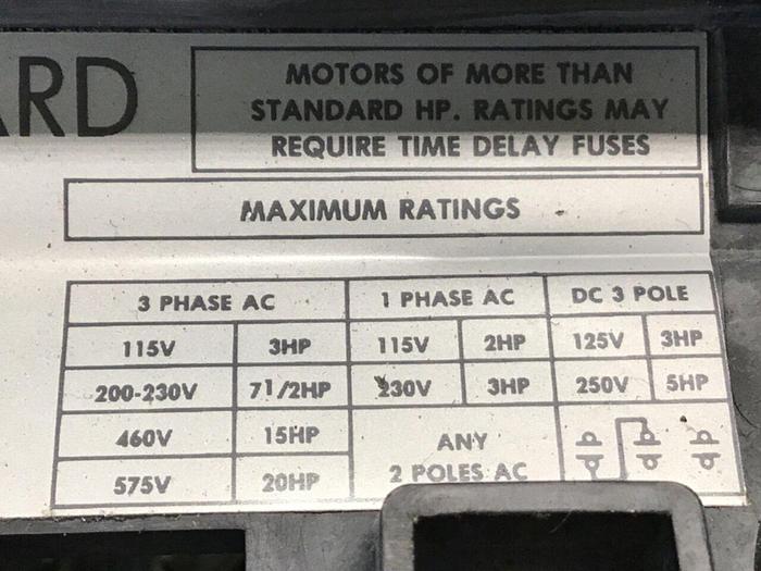 Used ALLEN BRADLEY 30 Amp Disconnect Switch 1494V-DS30 SER A #139705