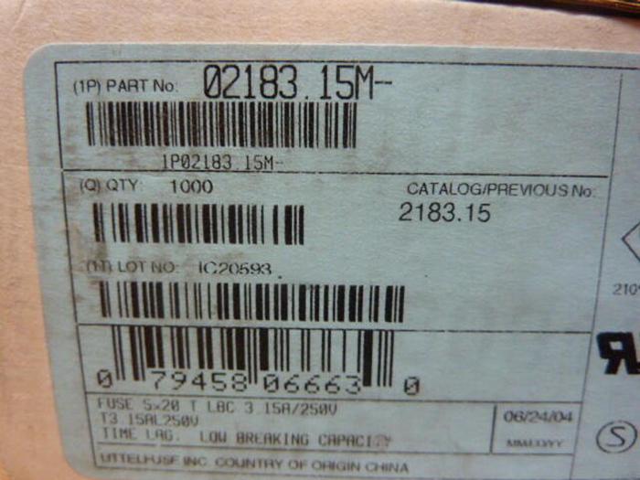 LITTELFUSE 3.15 Amp Fuse 02183.15M New