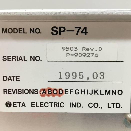 Used ETA ELECTRIC Power Supply SP-74 #94076