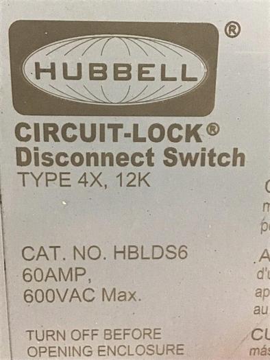 Used HUBBELL Disconnect Switch HBLDS6 #135126
