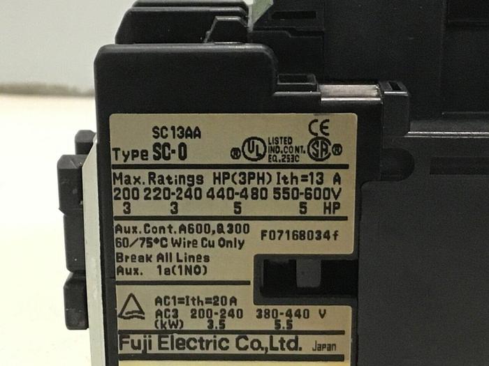 Used FUJI ELECTRIC Contactor SC-0 SC13AA #124702
