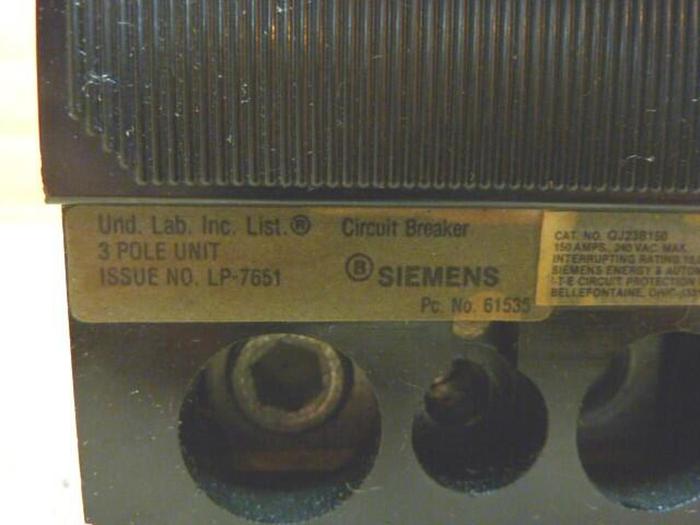 Used SIEMENS 150 Amp Circuit Breaker QJ23B150 #5447