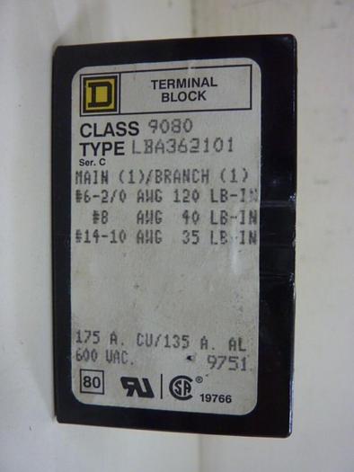 Used SQUARE D Terminal Block LBA362101 #63153