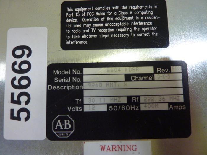 Used ALLEN BRADLEY Data Modem 6604 KDSR #55669