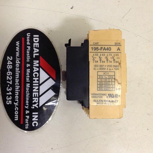 Used ALLEN BRADLEY Auxiliary Contact Block 195-FA40 SER A #76003