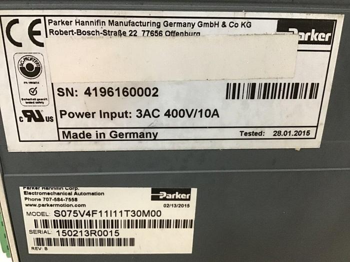 Used PARKER Servo Drive S075V4F11I11T30M00 Used