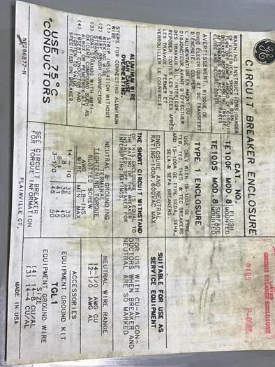 Used GE Circuit Breaker Box TED134030 TE100F #123384