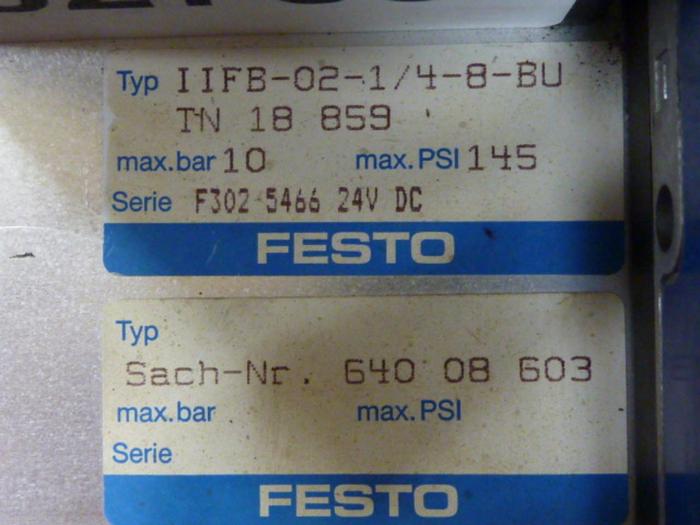 Used FESTO Control Block / Valve Terminal IFB8-02 #52753