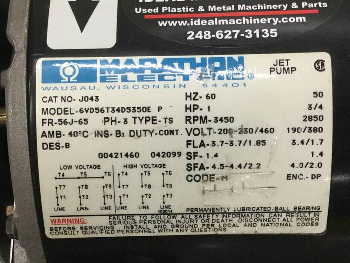 Used MARATHON ELECTRIC Jet Pump 6VD56T34D5350E P #93491