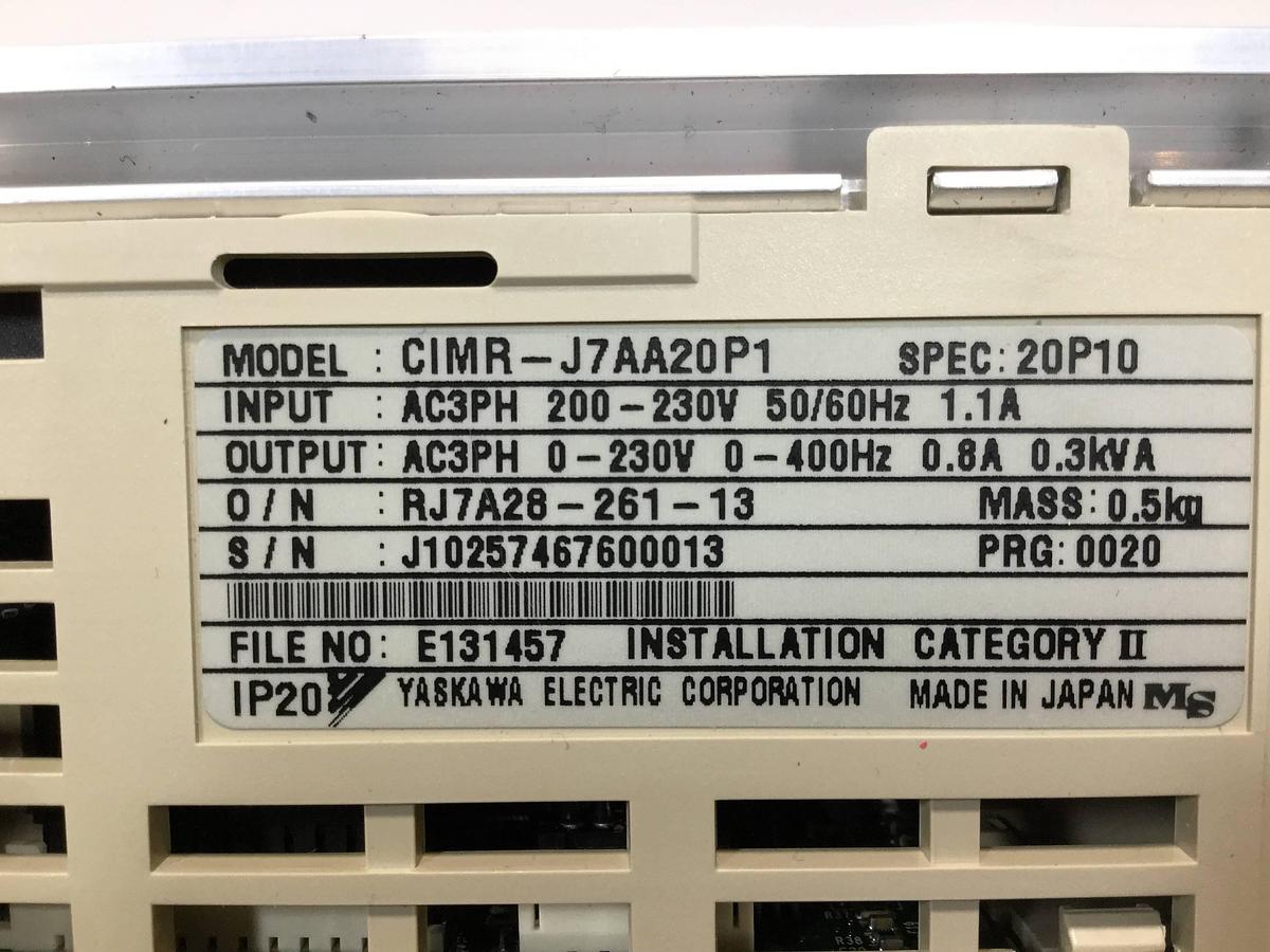 Used YASKAWA VS Mini J7 Inverter CIMR-J7AA20P1 USED