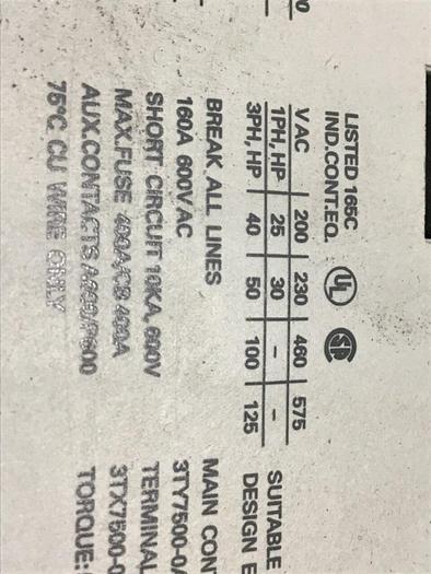 Used SIEMENS Contactor 3TF5022-0AK6 #144666