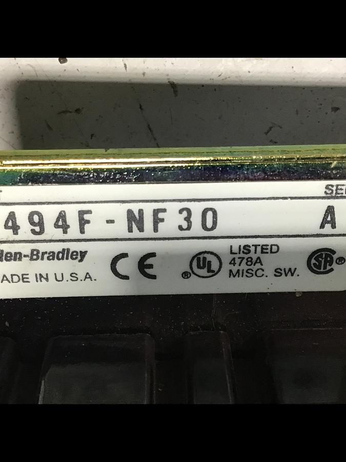 Used ALLEN BRADLEY 1494F-J633 Ser A Dissconnect Switch Used #140977