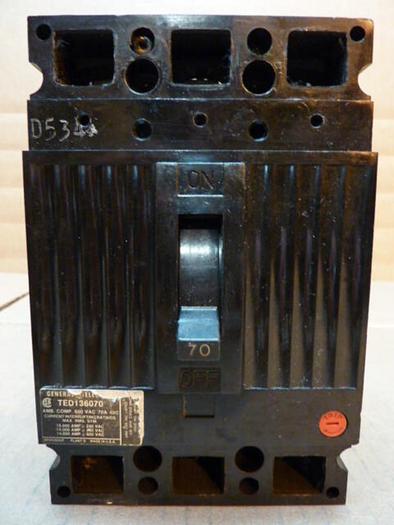 Used GENERAL ELECTRIC / GE 70 Amp Circuit Breaker TED136070 Used