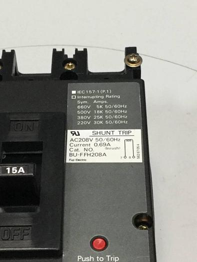 Used FUJI ELECTRIC 15 Amp Circuit Breaker BU-ESB3015 #96537