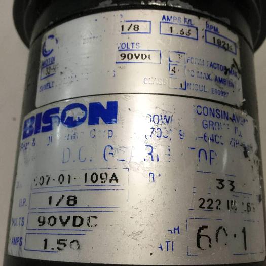Used BISON 1/8 HP DC Gearmotor 507-01-109A #91848