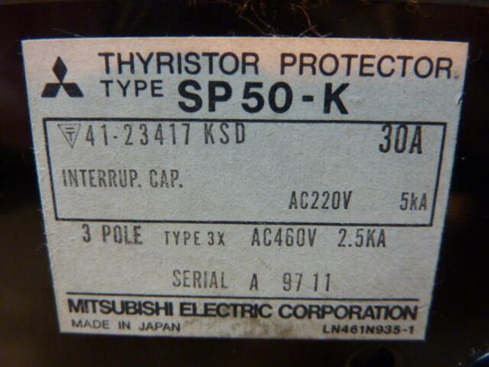 Used MITSUBISHI 30 Amp Circuit Breaker SP50-K-30 #34422