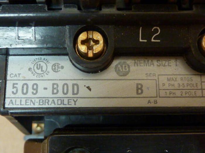 Used ALLEN BRADLEY Starter Size 1 509-BOD SER B W18 #32073