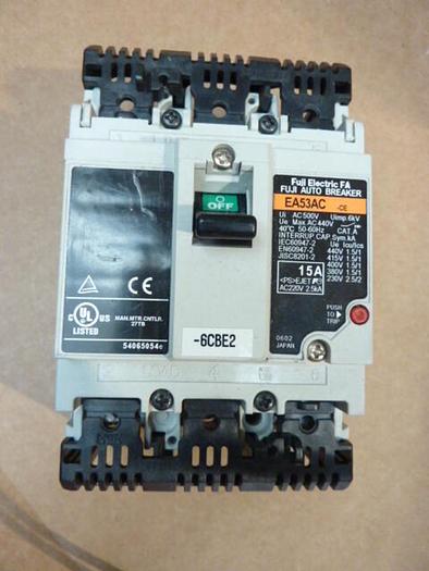 Used FUJI ELECTRIC 15 Amp Circuit Breaker EA53AC-15 #39506