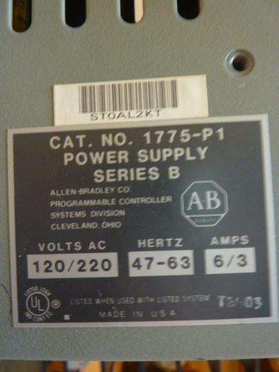 Used ALLEN BRADLEY Power Supply 1775-P1 SER B USED