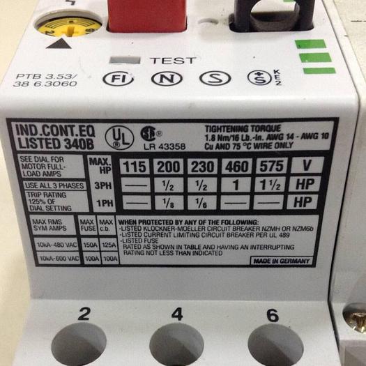 Used KLOCKNER MOELLER Manual Motor Starter PKZM1-2,4 #82233