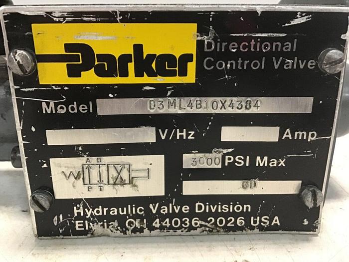 Used PARKER Directional Control Valve D3ML4B10X4384 #137332