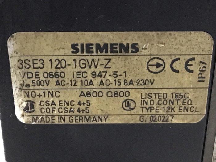 Used SIEMENS Limit Switch3 3SE3 120-1GW-Z #121167