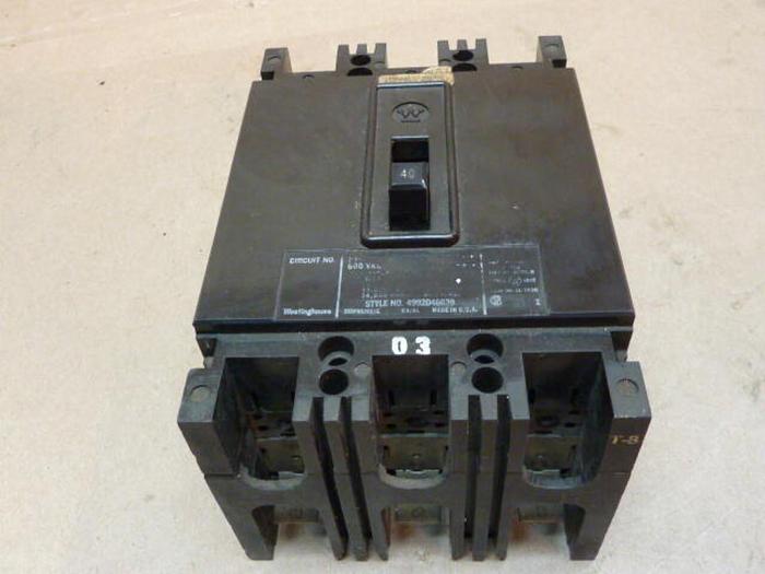 Used WESTINGHOUSE 40 Amp Circuit Breaker 4992D46G39 #29481