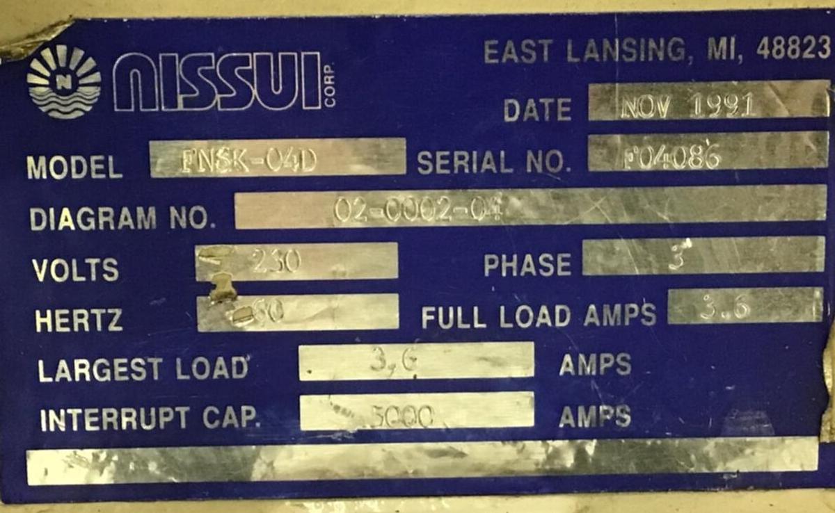 Used NISSUI 1 HP Screenless Grinder / Granulator FNSK-04D Used