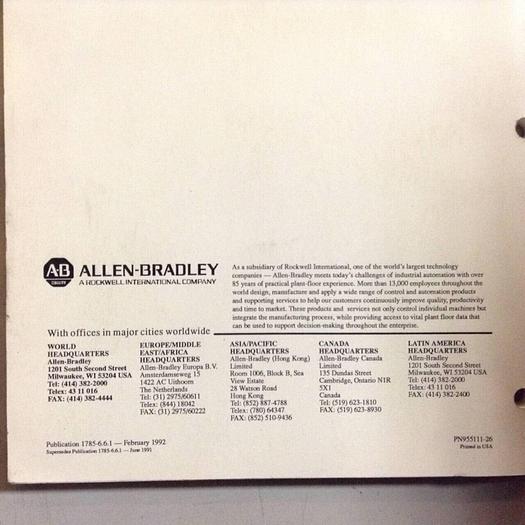 Used ALLEN BRADLEY Hardware Installation Manual 1785-6.6.1 #70845