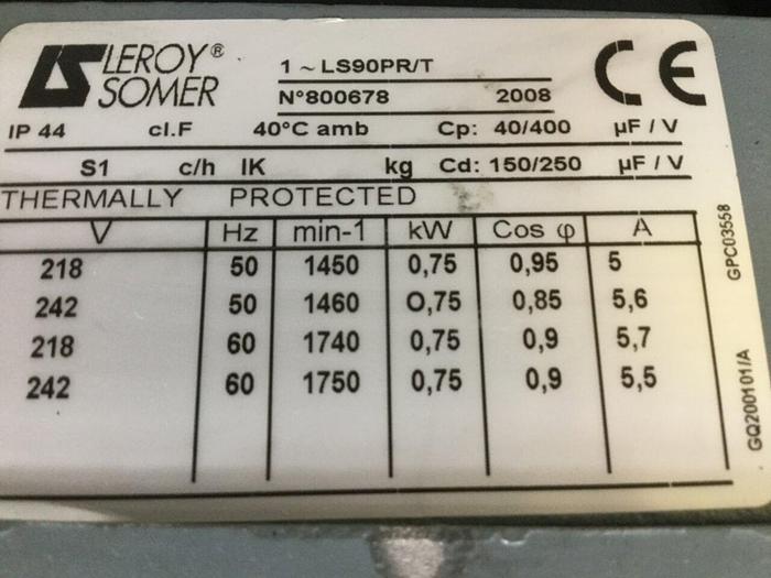 Used LEROY SOMER Motor w/ Rotary Pump TI16B LS90PR/T Used