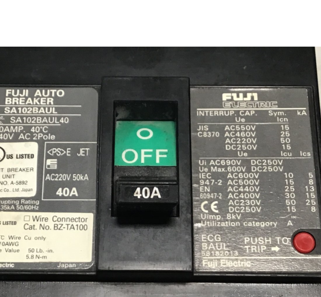 Used FUJI ELECTRIC Circuit Breaker 40 Amp SA102BAUL USED
