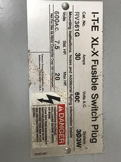 Used ITE SIEMENS 30 Amp Bus Disconnect Switch RV361G #137255