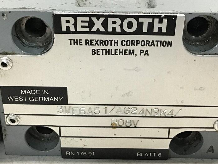 Used REXROTH Valve 3WE6A51AG24N9K4R08V #90391