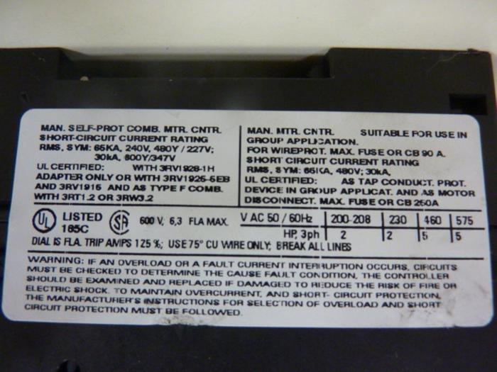 Used SIEMENS Motor Starter 3RV1021-1GA10 #46617